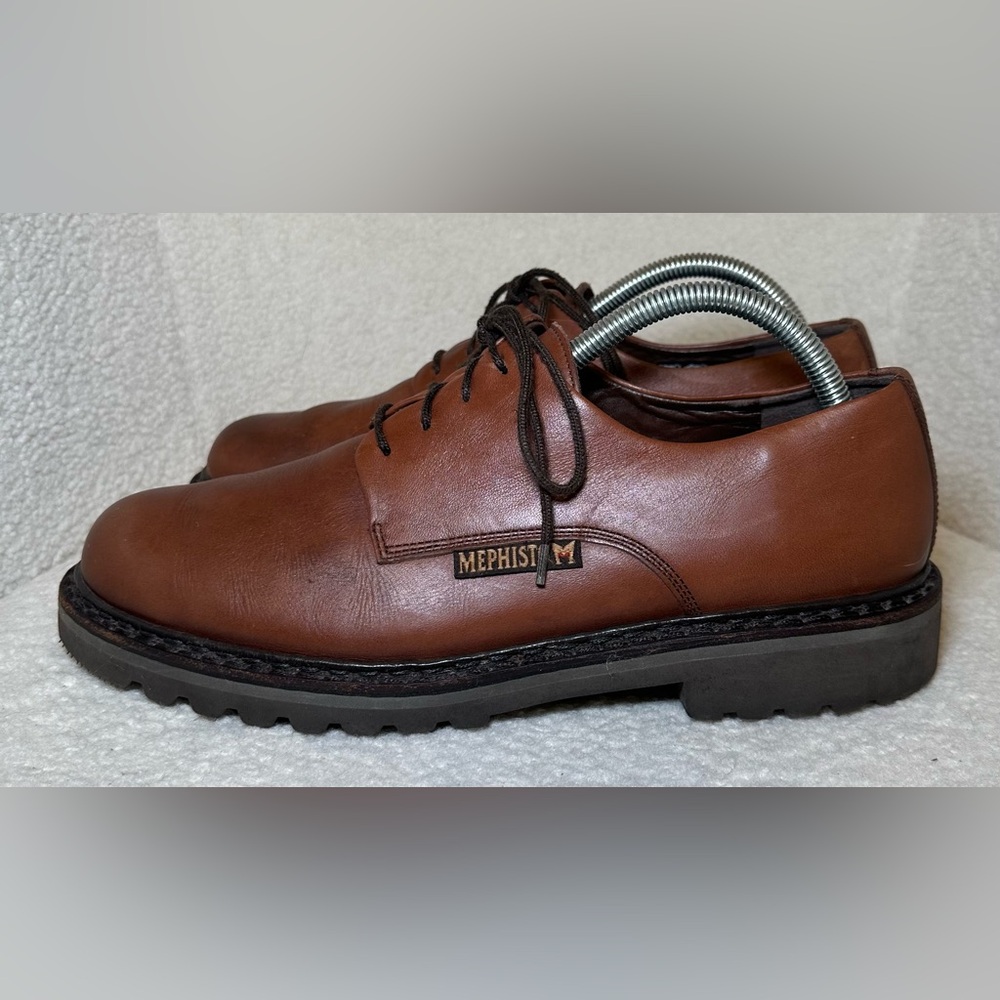 Mephisto men’s brown cognac leather oxfords shoes work‎ office casual lace up 9